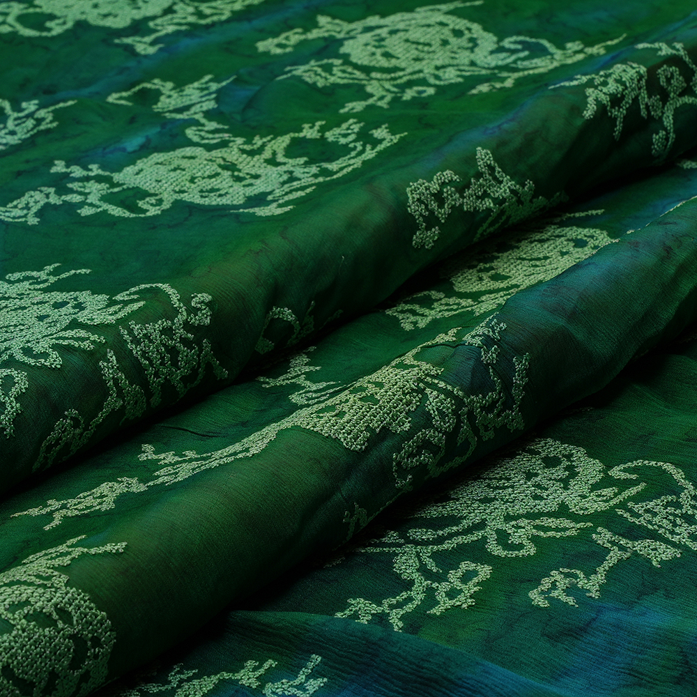 CHIFFON D. EMBR. WITH HAND PAINT