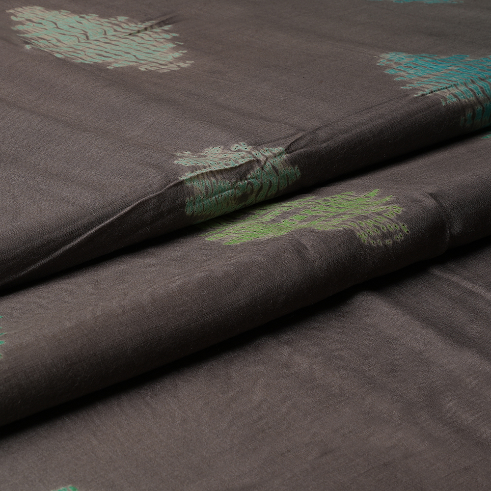 Tussar Munga Plain - Block Print