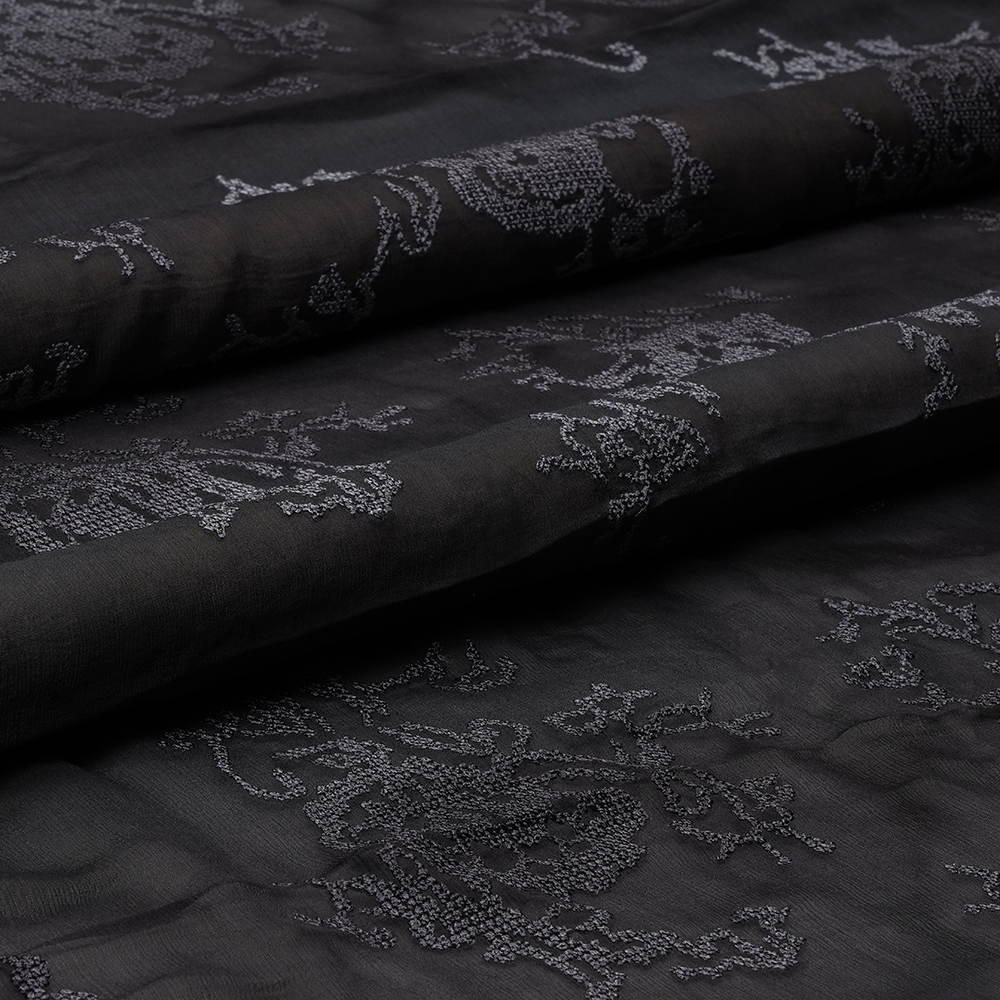 CHIFFON D. EMBR. WITH HAND PAINT